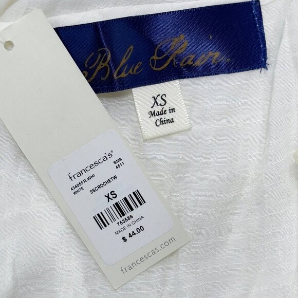 BLUE RAIN Women's Swimsuit Cover Ivory Dolan Sleeve Tie Crochet Waist Size XS - Picture 9 of 11